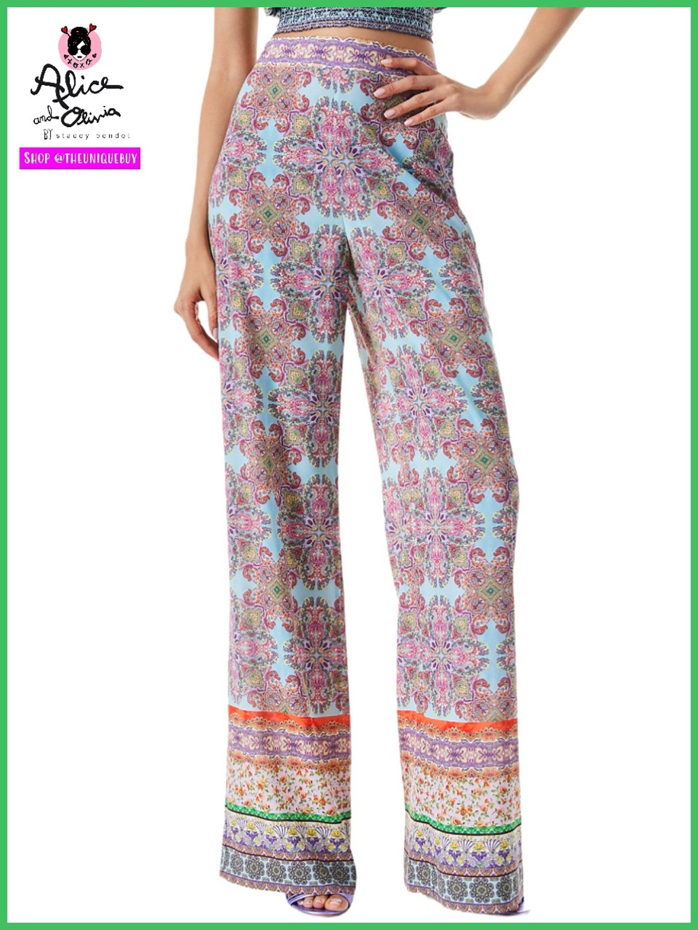 Alice + Olivia Elma Floral Paisley High Waisted Wide Leg Pant